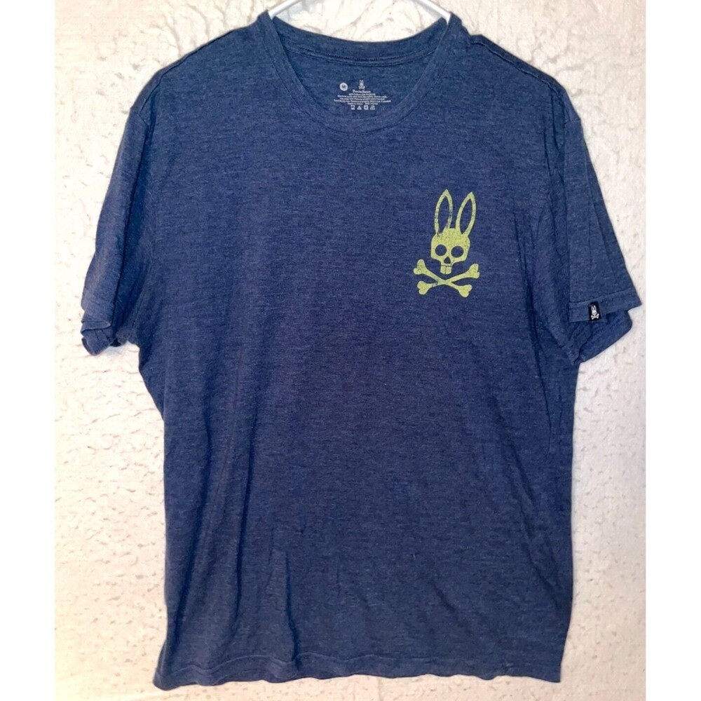 Men's Psycho Bunny Blue Logo T-Shirt Short Sleeve sz M Cotton Polyester Crew